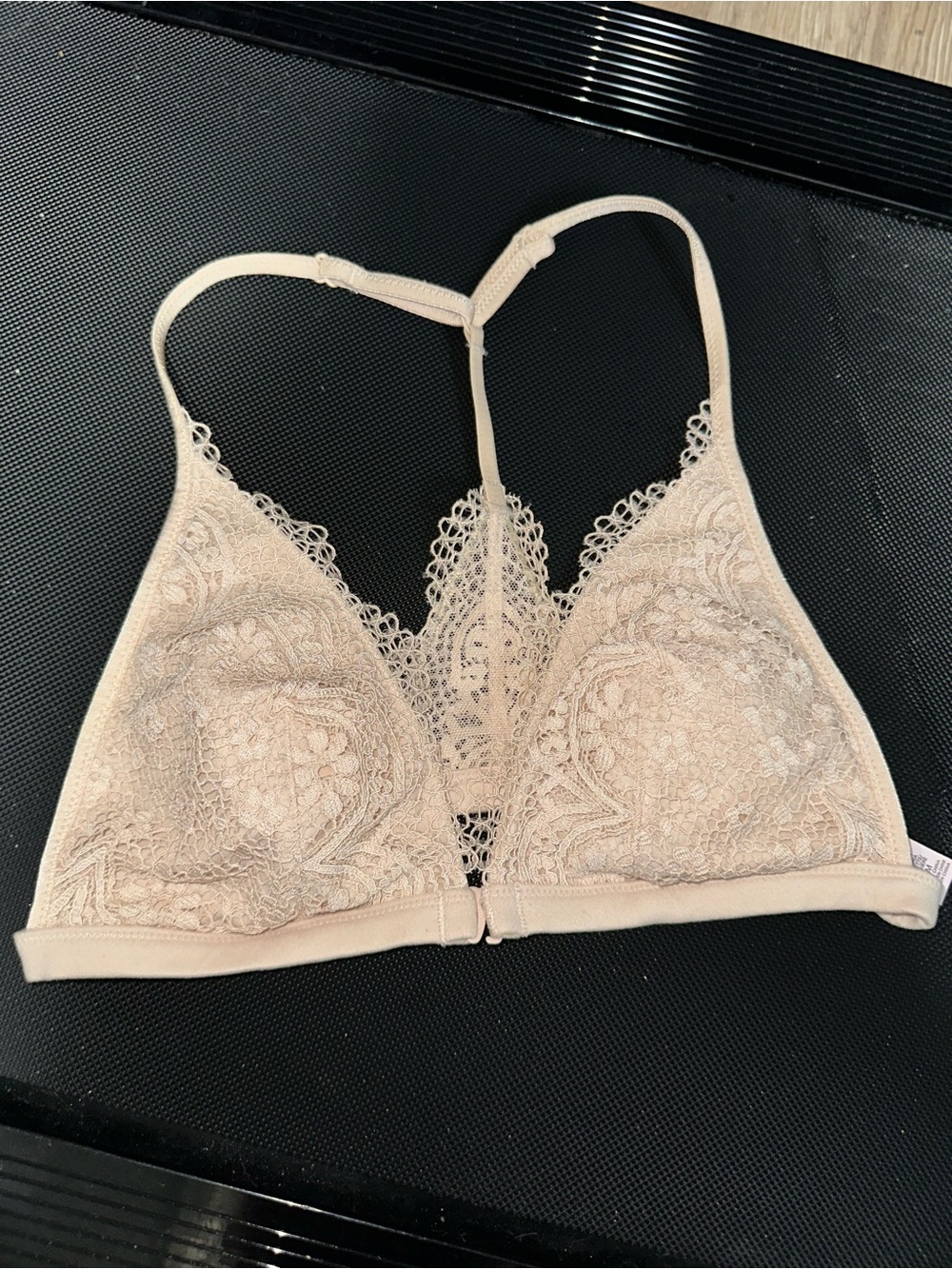 Victoria's Secret Lace Racerback Bralette in Light Beige